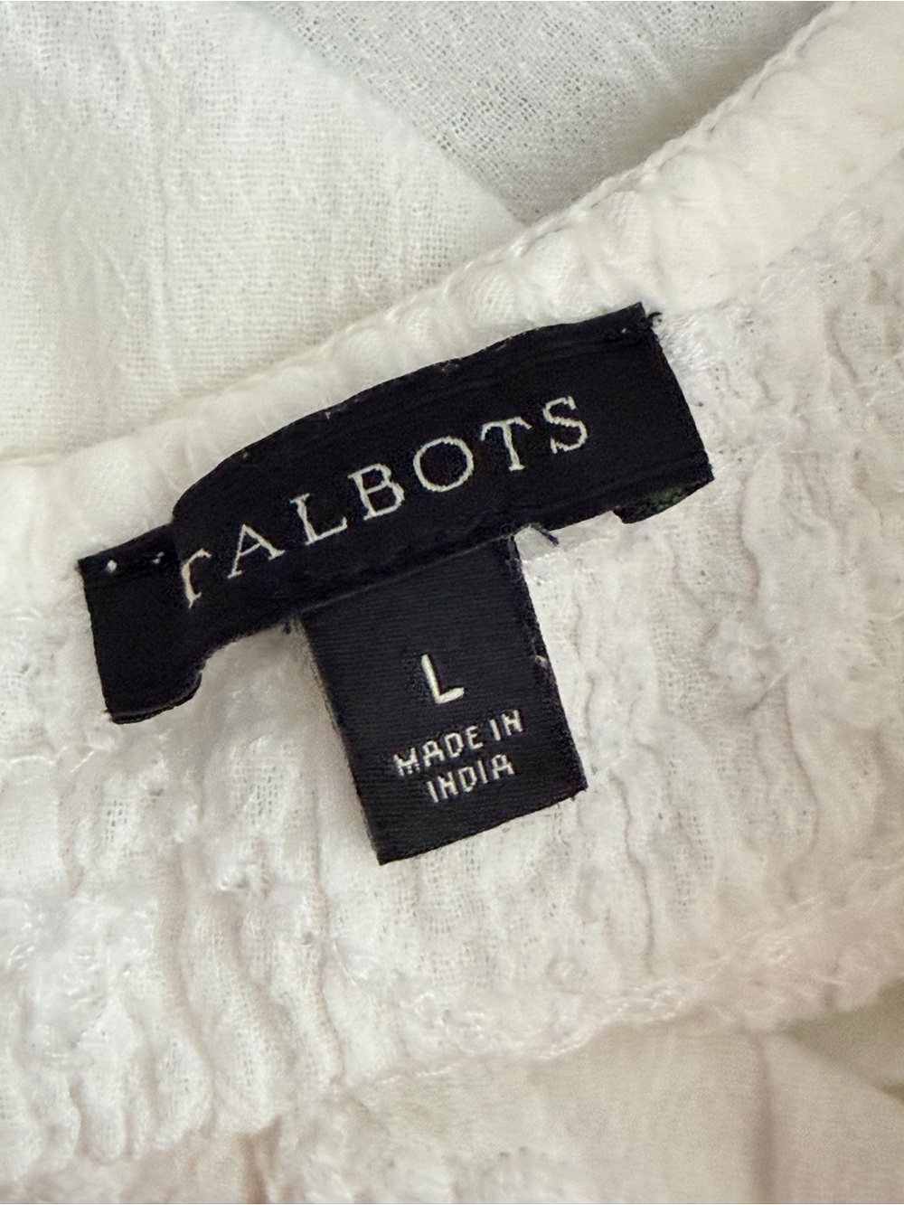 Talbots Women’s Size Large 3/4 Sleeve V Embroidery At Neck White Blouse - Picture 7 of 7